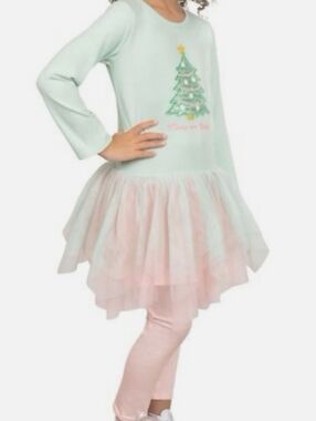Counting Daisies Holiday Merry and Bright 2 piece Tutu Set Mint Green Pink 18M